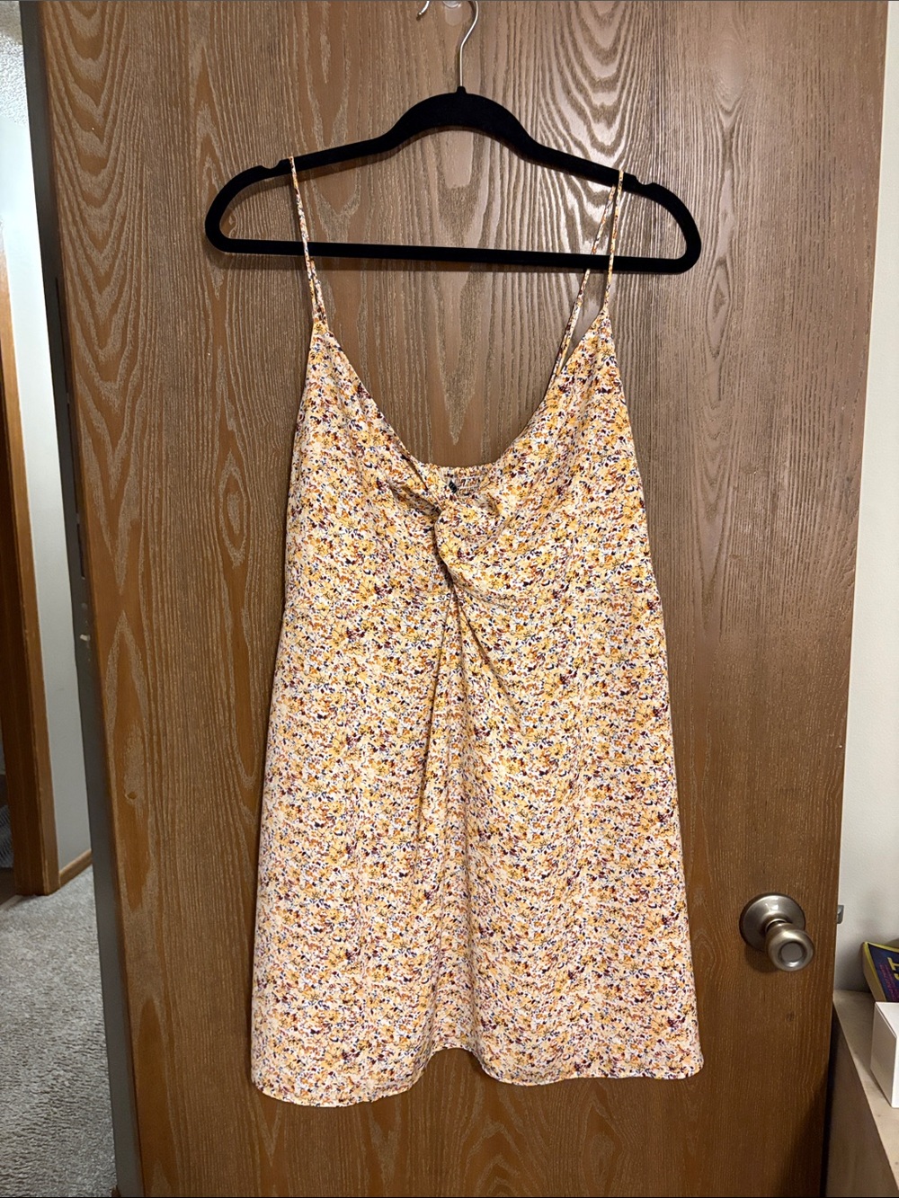 Abercrombie & Fitch Yellow Floral Spaghetti Strap Mini Dress